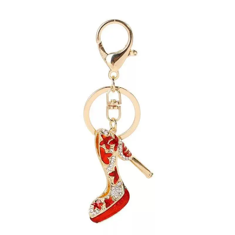 

New creative charm crystal high heel keychain Personality Rhinestone car key ring Female bag pendant accessories Girl gift