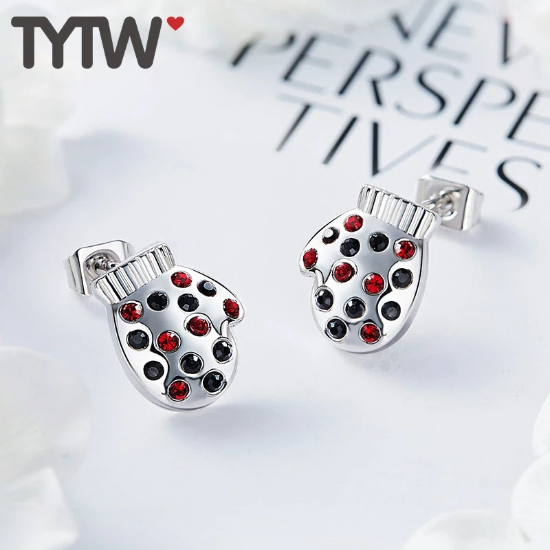 Женские серебряные серьги гвоздики TYTW с рождественским Санта Клаусом