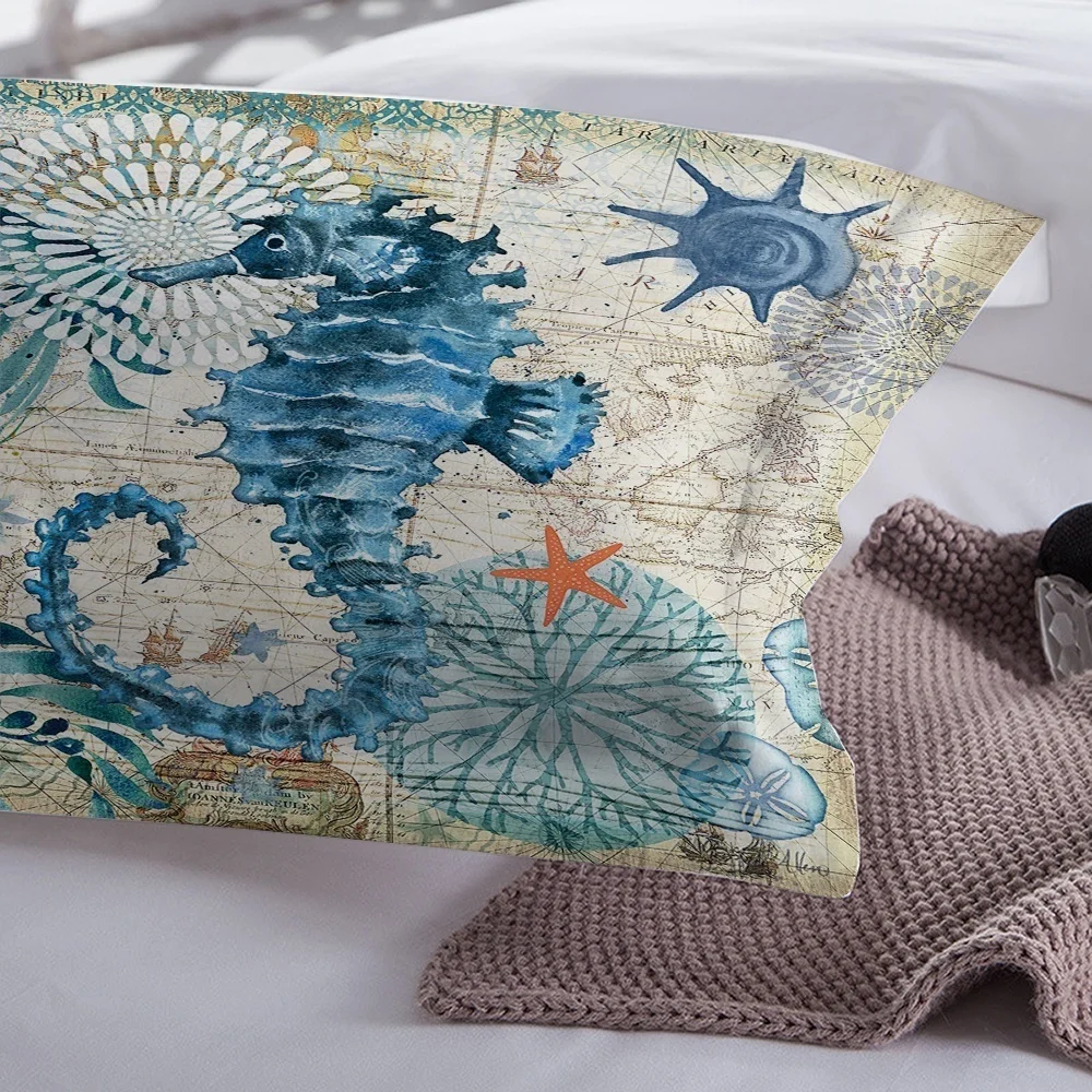 Модный комплект постельного белья с 3d цифровым принтом гиппокампа пододеяльник +