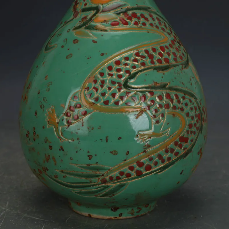 Song Dynasty зеленая глазурь ручной работы ДРАКОН фарфоровая ваза старинная имитация