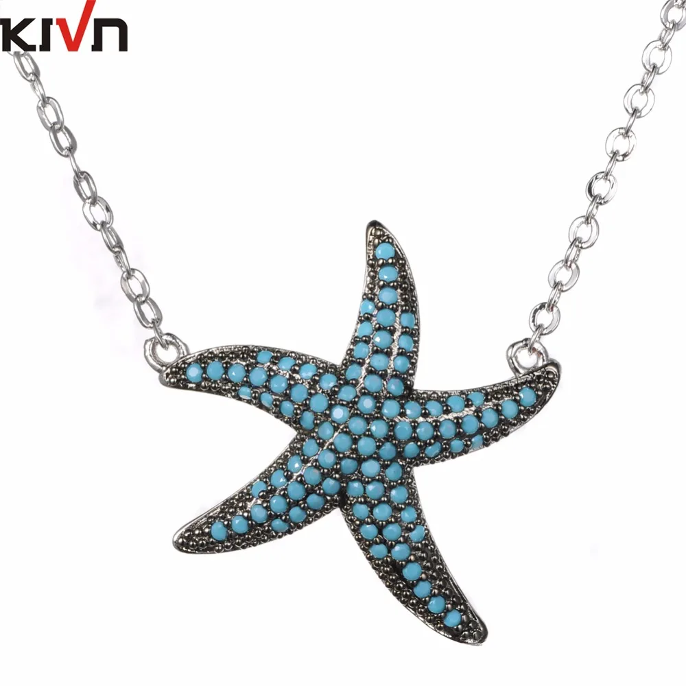 

KIVN Fashion Jewelry Starfish CZ Cubic Zirconia Womens Girls Wedding Bridal Pendants Necklaces Mothers Birthday Christmas Gifts