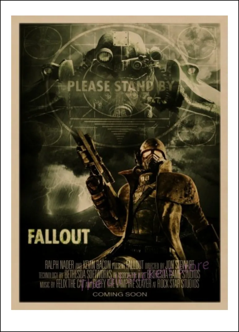 Fallout 3 4 игры плакат Фоллаут серии игра в ретро стиле крафт бумага Бумага ручной