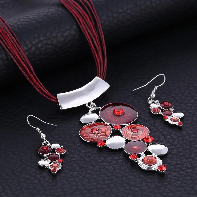 Комплект из колье и серёг с искусственным камнем|jewelry sets for women|fashion jewelry setjewelry |