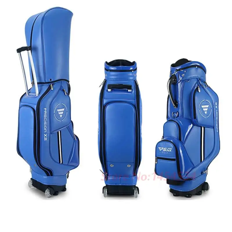 Airplane Travel Golf Bag Standard Package With Cover Men Pulley Professional Leather PU Waterproof Golf Women Cart Club Bag