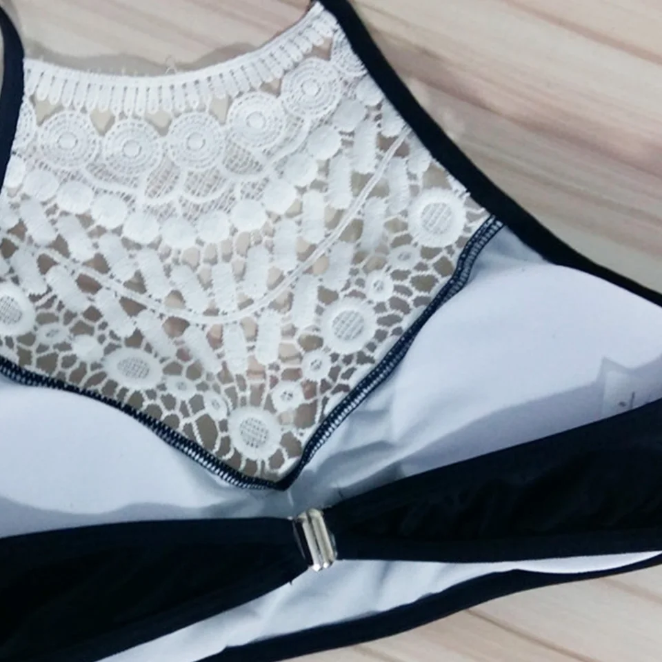 Высокий Топ с завязкой на шее кружевной купальник Maillot 2019 сексуальное бесшовное