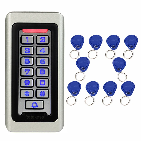 RETEKESS система контроля доступа с клавиатурой RFID Дверь 125 кГц 1 клавиатура контроля доступа+ 10 RFID брелоков карт с 2000 пользователей F9501D