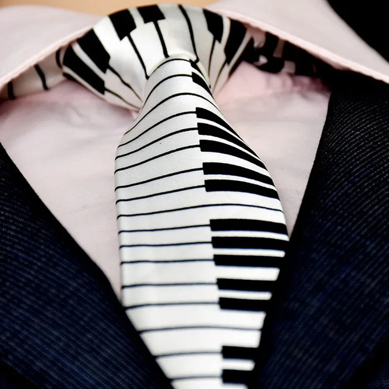 Jieaiuoo Mens Funny Piano Keyboard Neckties Ties Skinny Tie 