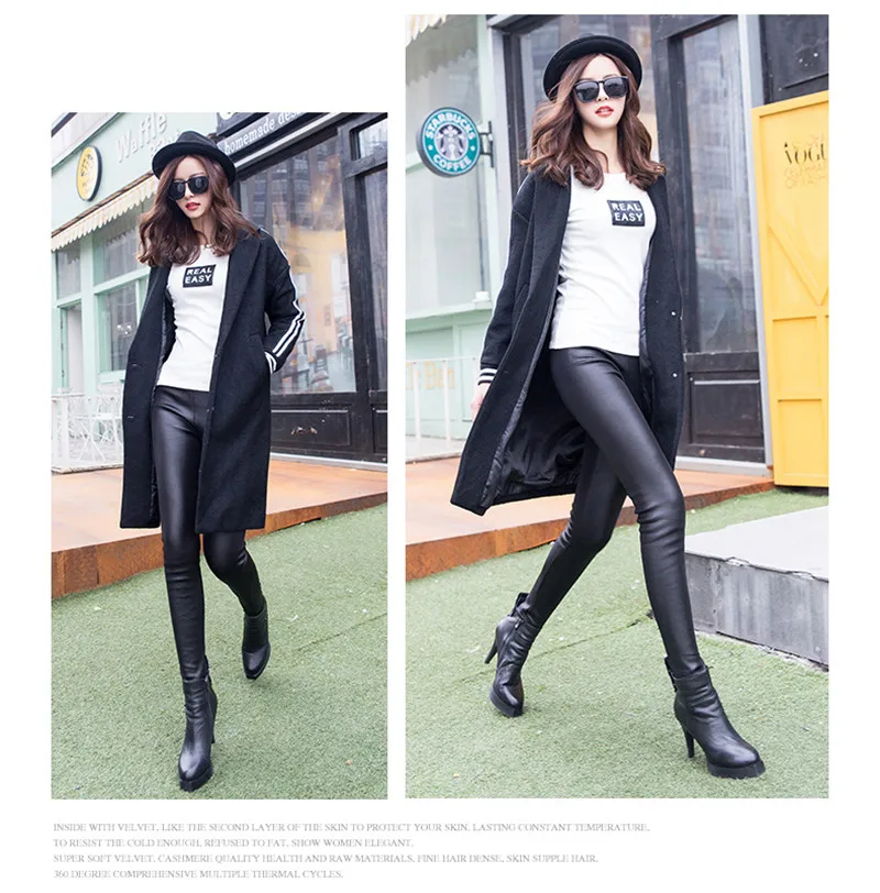 Новинка 2017 Зимние теплые брюки женские плотные бархатные Стрейчевые узкие