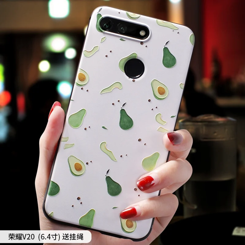 14 HONOR V20 Honor20 мультяшный милый персиковый чехол с тиснением авокадо для huawei HONOR 20 PRO, V20, 20i, Honor 10, V10, 10 lite, 8x чехол-крышка - Цвет: 14 HONOR V20