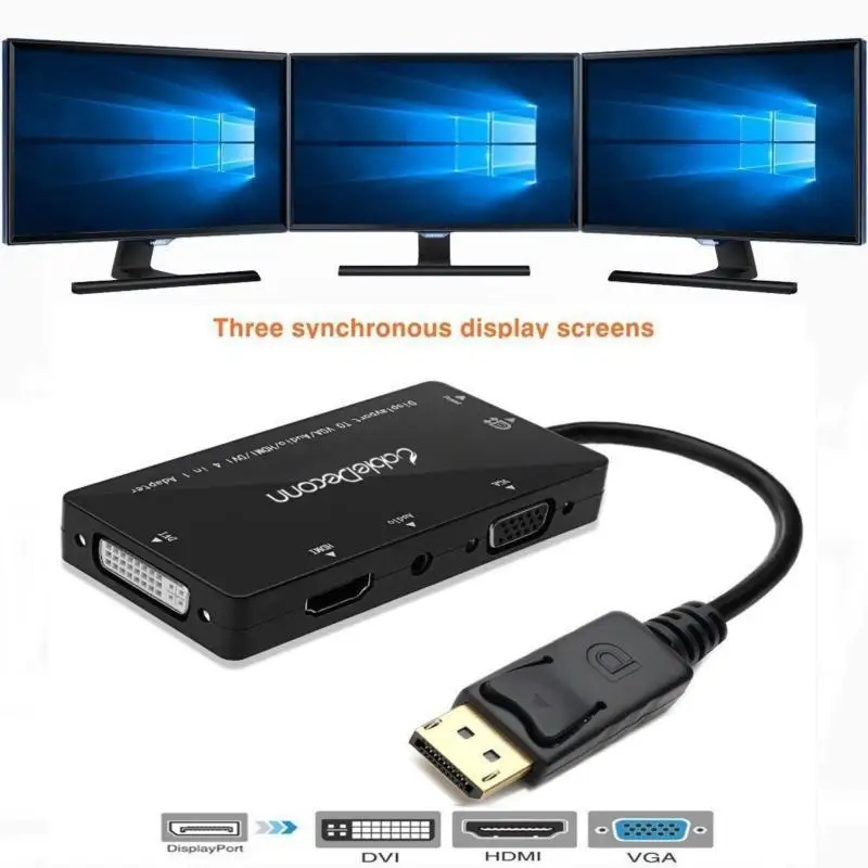 

Displayport to Hdmi DVI VGA Converter DP 4 in 1 Audio USB Cable Multi-Function Adapter For PC Computer Monitor Multimedia