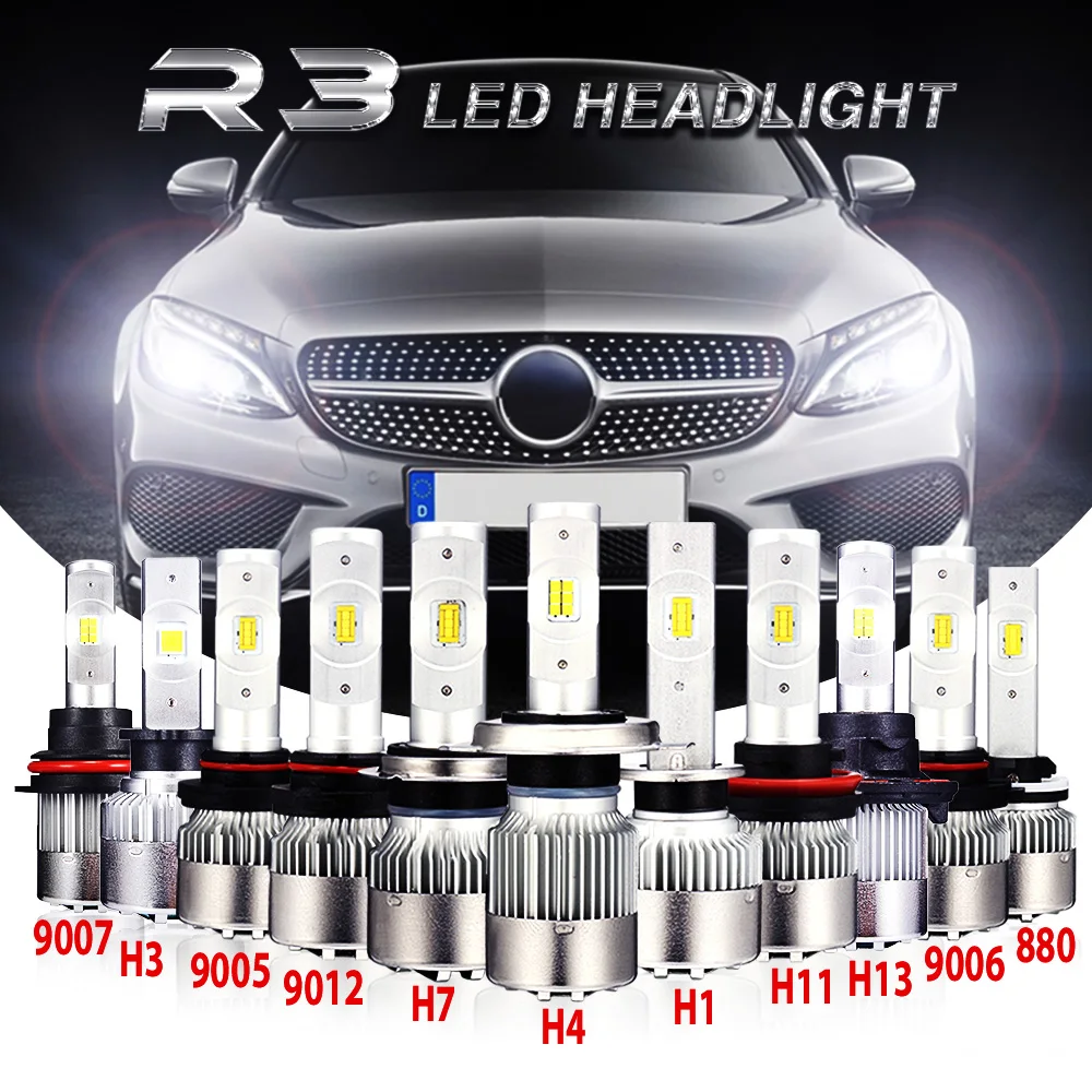 Автомобильные фары s Mini Bulb H1 H3 880 H7 H11 9005 (H10/HB3) 9006 9012 H4 H13 9007 9000Lm 6500K 12V 24V автомобильные