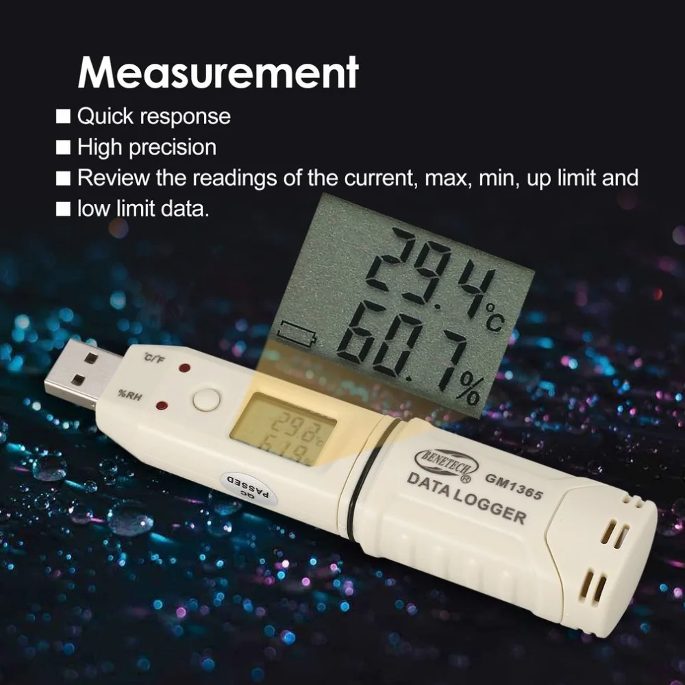 BENETECH Измеритель температуры и влажности цифровой ЖК-дисплей USB флэш-диск ручка
