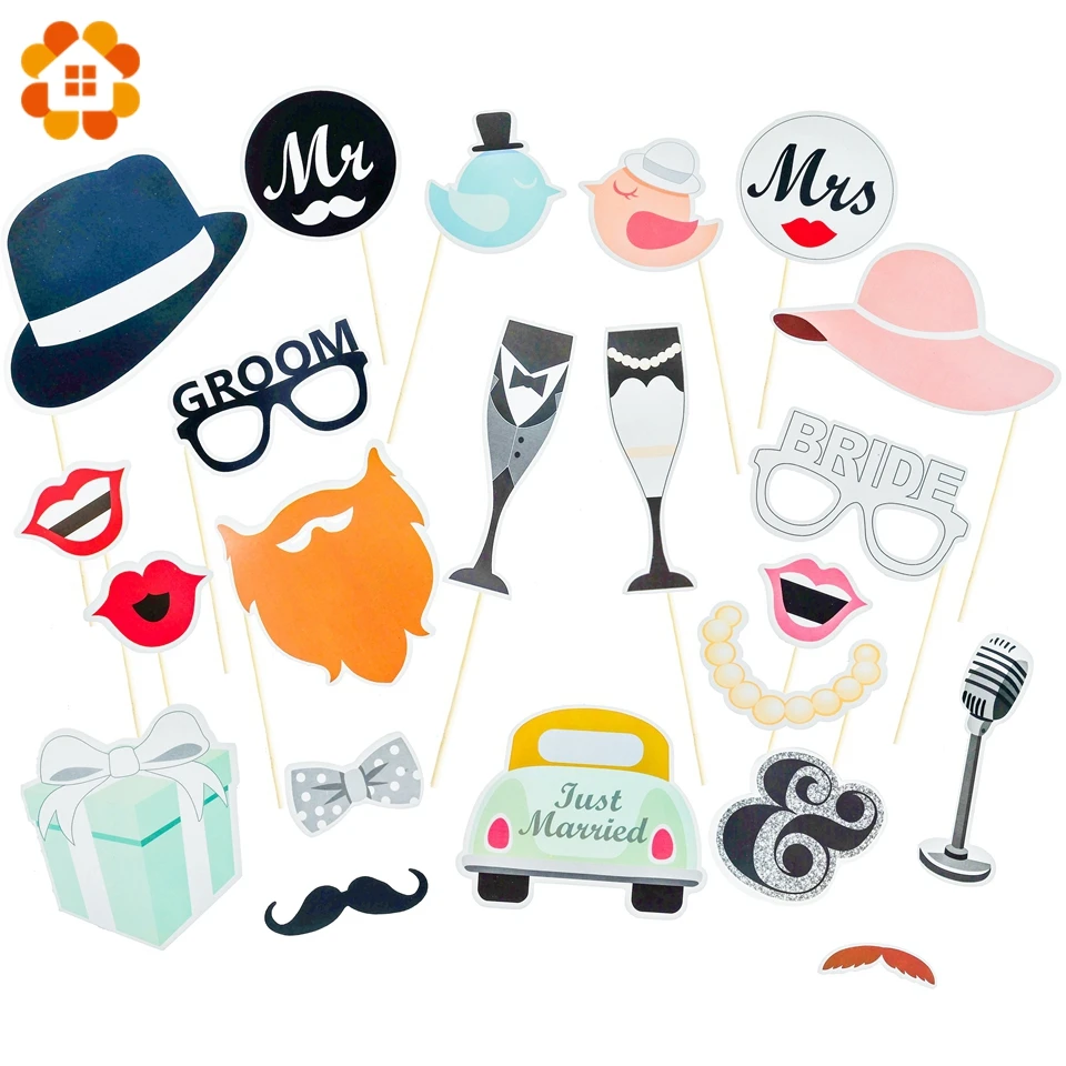 22 шт./компл. Just Married mr Mrs весело Photo Booth Реквизит Свадебные украшения Photobooth душ