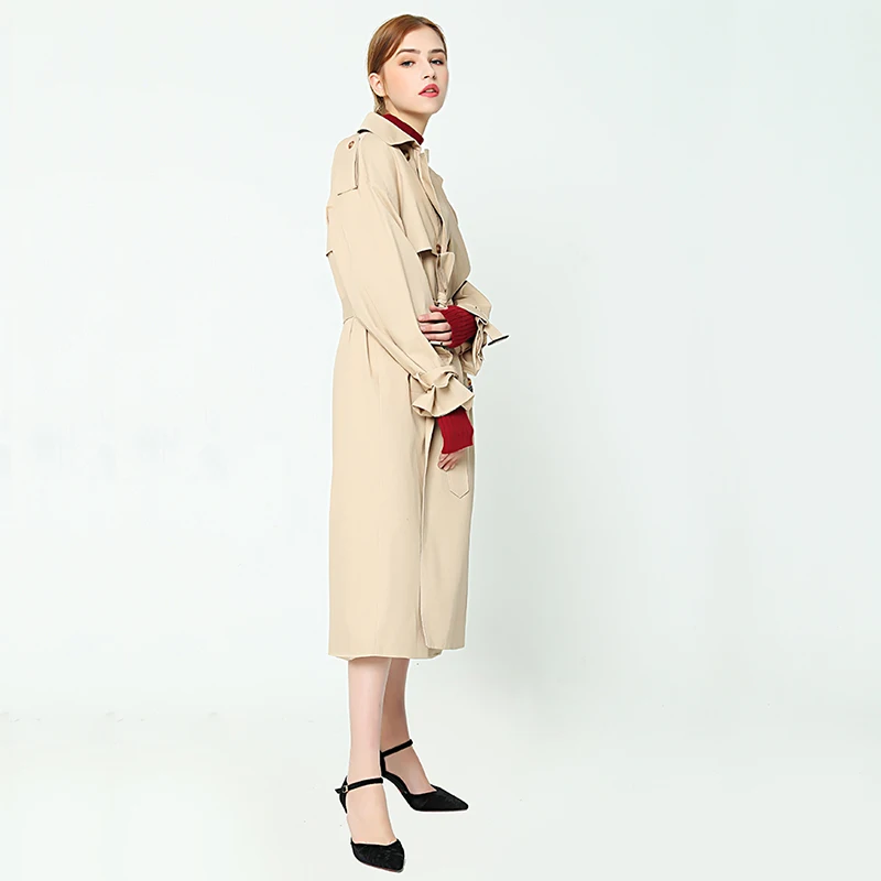 OFTBUY 2019 демисезонный Винтаж Дамы Классический длинное пальто двубортный