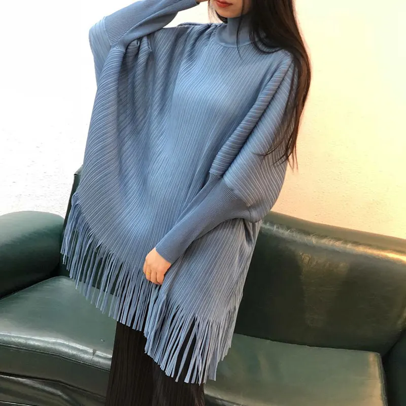 Changpleat 2018 осень новые женские футболки топы Miyak плиссированные водолазка с
