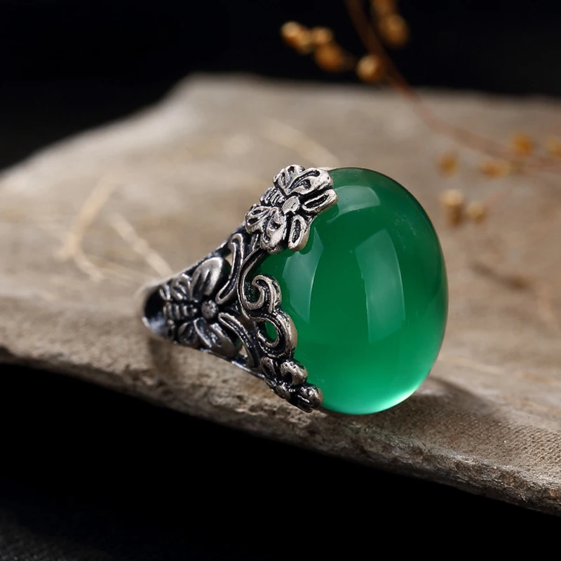 Vintage Rings Fashion Elegant Butterfly Plum Blossom Carnelian Garnet Corundum Open Ring 925 Sterling Silver Women Jewelry | Украшения и