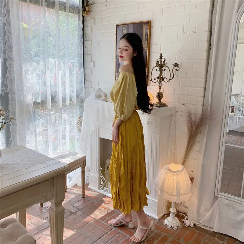 Hzirip Women 2019 Spring Summer Vintage High Waist Skirts Ladies Elegant A Line White Skirt 2 Colors | Женская одежда