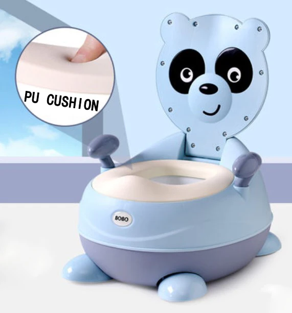 blue pu cushion Детский горшок, унитаз, тренировочное сиденье для унитаза, Детский горшок, детское постельное белье, портативный писсуар, удобная спинка, милый мультяшный горшок - Цвет: blue pu cushion