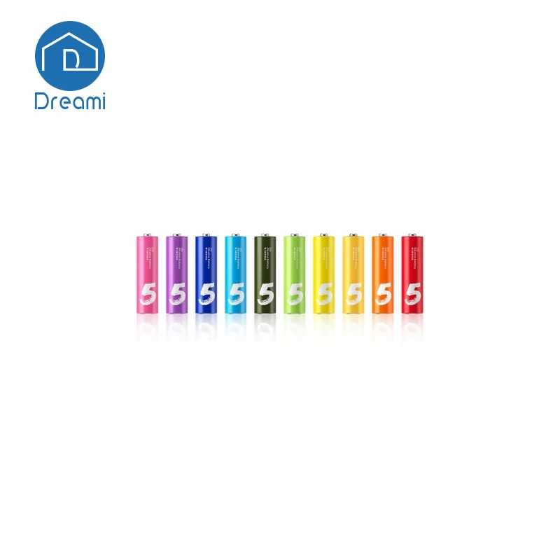 Dreami Xiaomi AA ZI5 Батарея Радуга Красочные щелочных Аккумуляторы 10 шт. 5th 1.5 В с Maxell