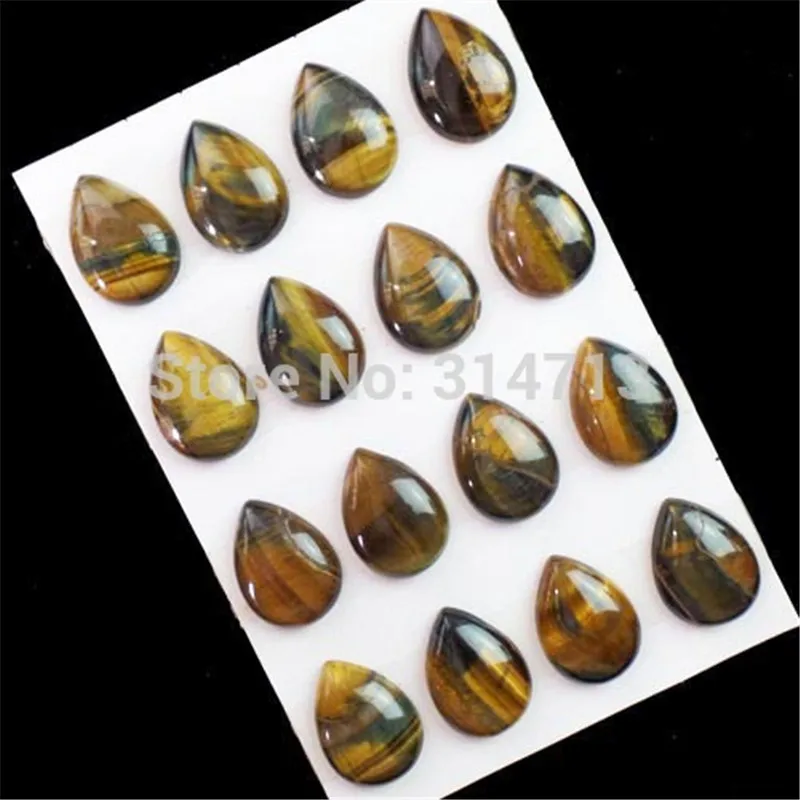 

(16 pieces/lot) Natural Tiger Eye Gem Teardrop CAB CABOCHON 25x18x7mm