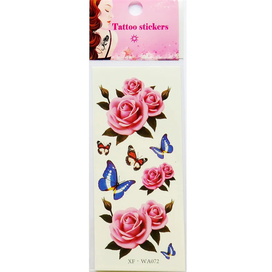Водостойкие Временные татуировки 3D бабочка цветок поддельные наклейки