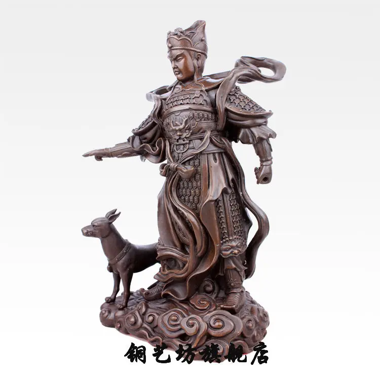 Статуэтка из бронзы 10 дюймов китайский бог собака держит меч | Дом и сад