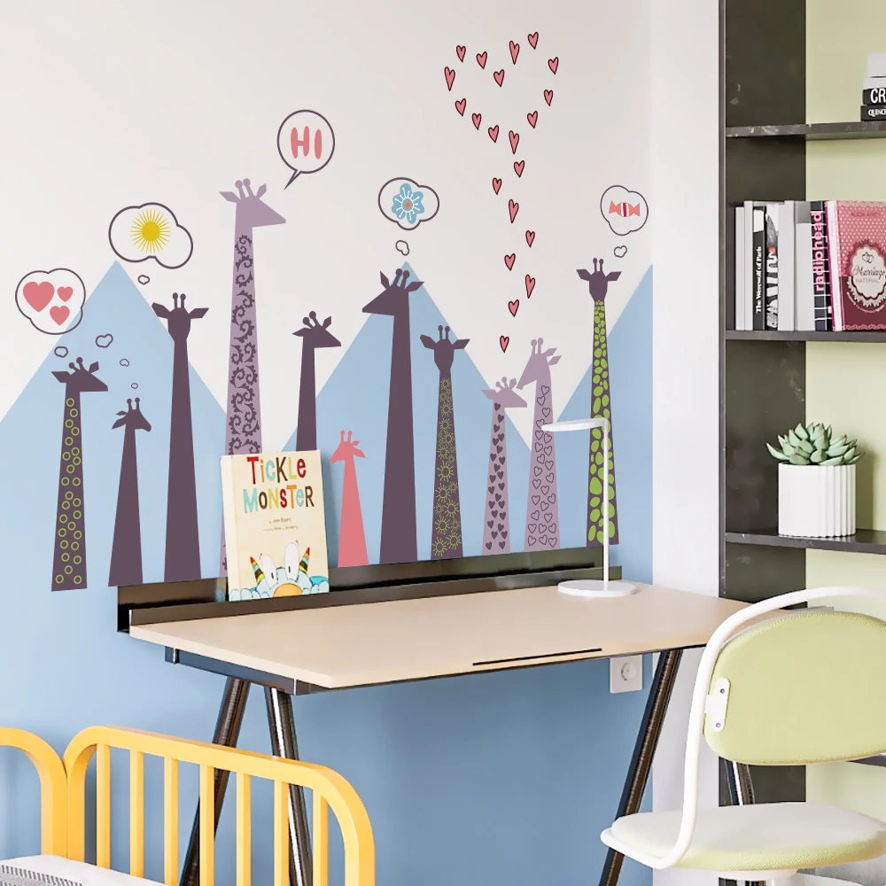 Мультфильм Жирафы большой стены стикеры пятнистости плакат с героями аниме для