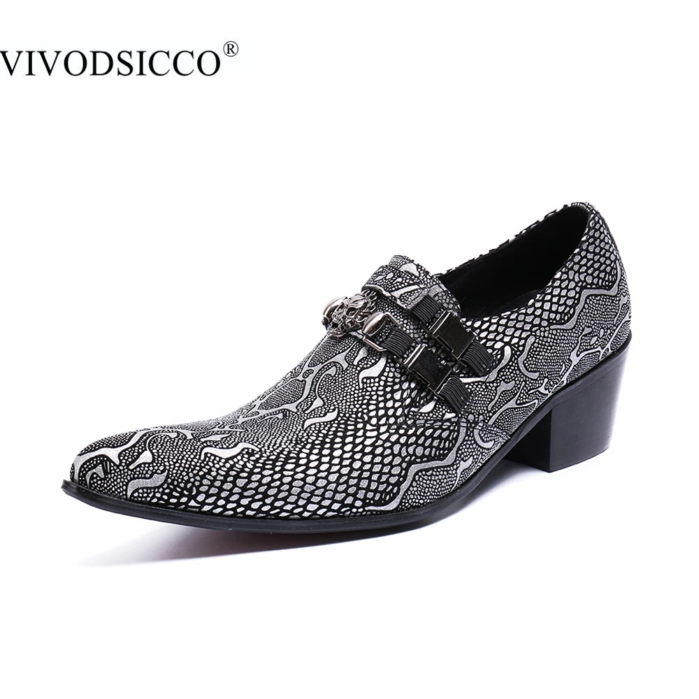 

VIVODSICCO New Business Luxury Men Dress Shoes Man Genuine Leather Wedding Shoes Social Sapato Male Oxfords High Heels Shoes
