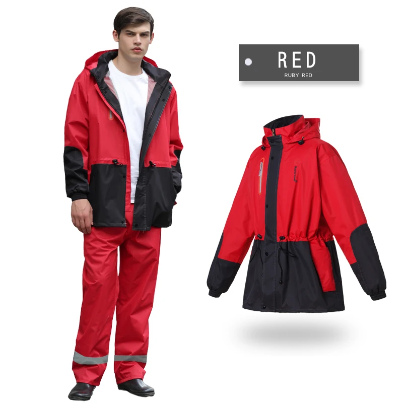 Red Rainfreem для мужчин/для женщин водонепроницаемый дождевик Костюмы Контраст Цвет пончо водостойкий Motorcycling дождевик Tour пеший Туризм дождевик - Цвет: Red