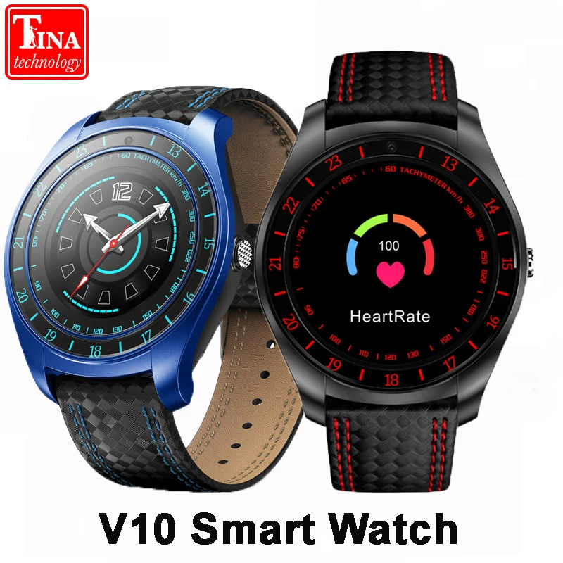 V10 мужские умные часы с монитором сердечного ритма камера Bluetooth Smartwatch шагомер sim