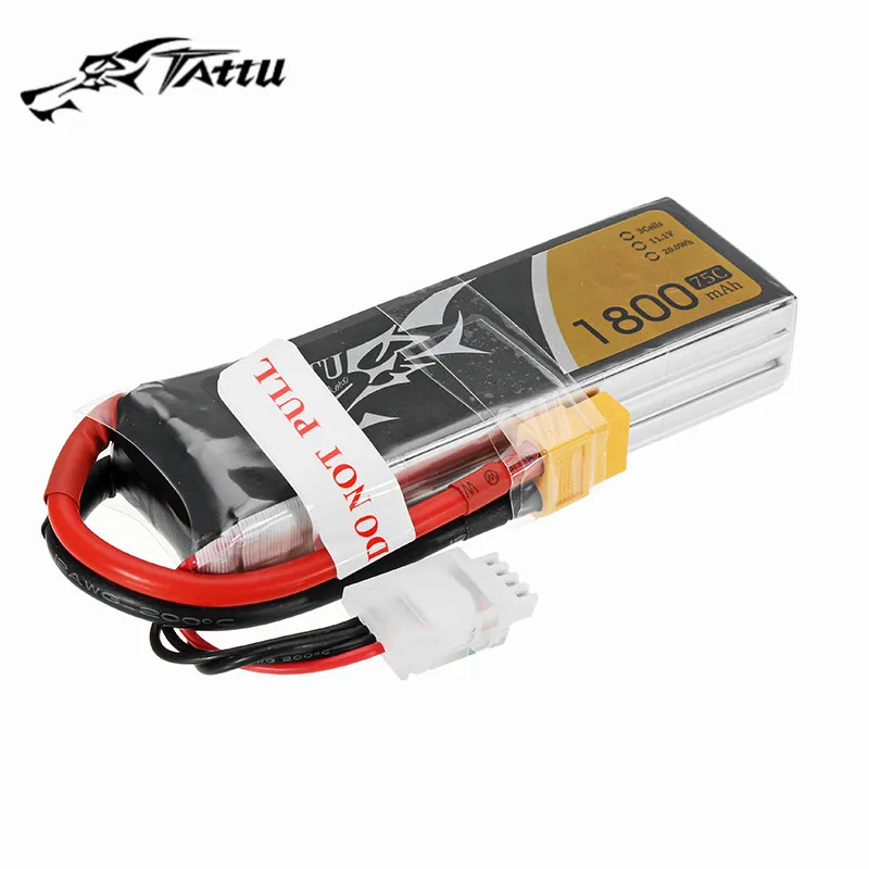 Высокое качество tattu 11.1 В 1800 мАч 75c 3 S Lipo Батарея XT60 Разъем для RC FPV системы Racing