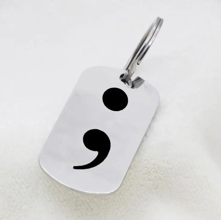 Semicolon Charm Necklace Keychain Prevent Suicide Awareness Women Stainless Steel Jewelry Dropship Accepted YP3926 | Украшения и
