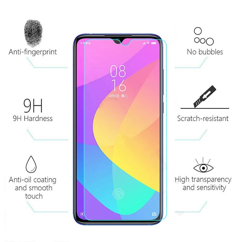 Защита экрана для Xiaomi Mi CC9 стекло твердость 9H закаленное телефона защитная пленка