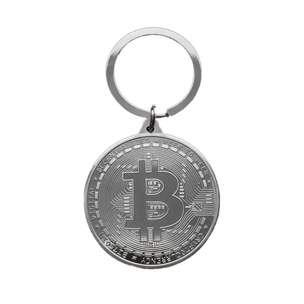 Металлический брелок с кулоном Биткоин BTC золотая черная Серебряная монета для
