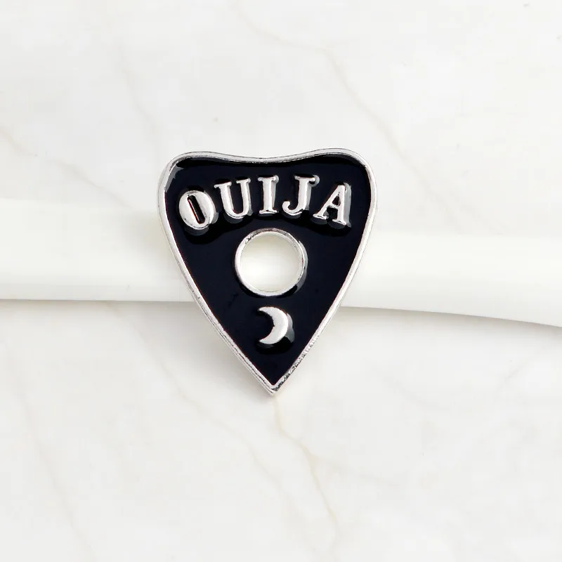 Qihe ювелирные изделия, булавки и броши "ведьма, окаянный, ouija, мы-чудаки, мистер", черный набор булавок, Готическая булавка, готический панк ювелирные изделия - Окраска металла: ouija
