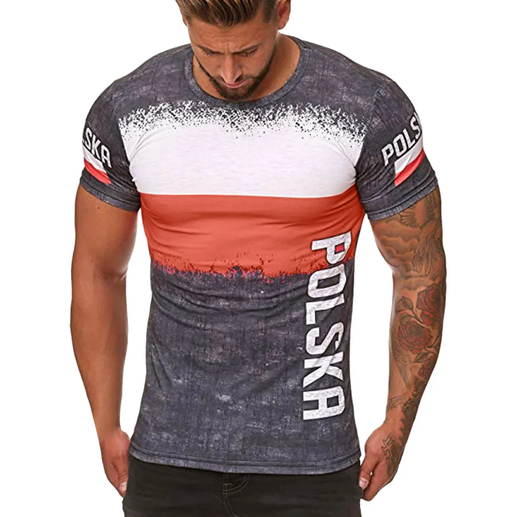 Мужская футболка с круглым вырезом и 3D принтом градиентом|Мужские футболки| |