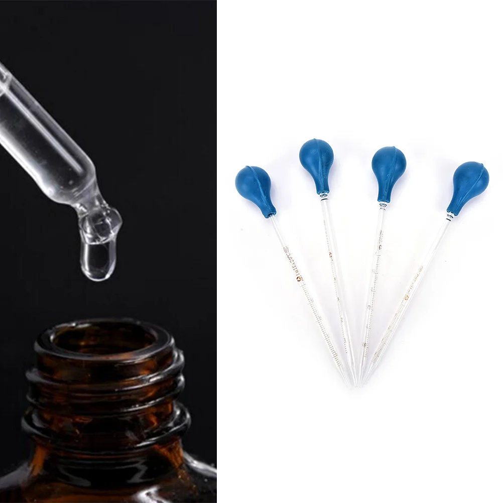 5ml Rubber Head Glass Pipettes Dropper Fluid Liquid Scale Line Lab Equipment Transfer Aromatherapy Tool |