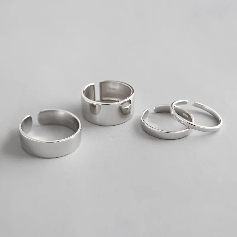 

100% Real Pure 925 Sterling Silver Ring Minimalist Simple Smooth Glossy ring Fine Open Ring Thin Little finger Ring For Women