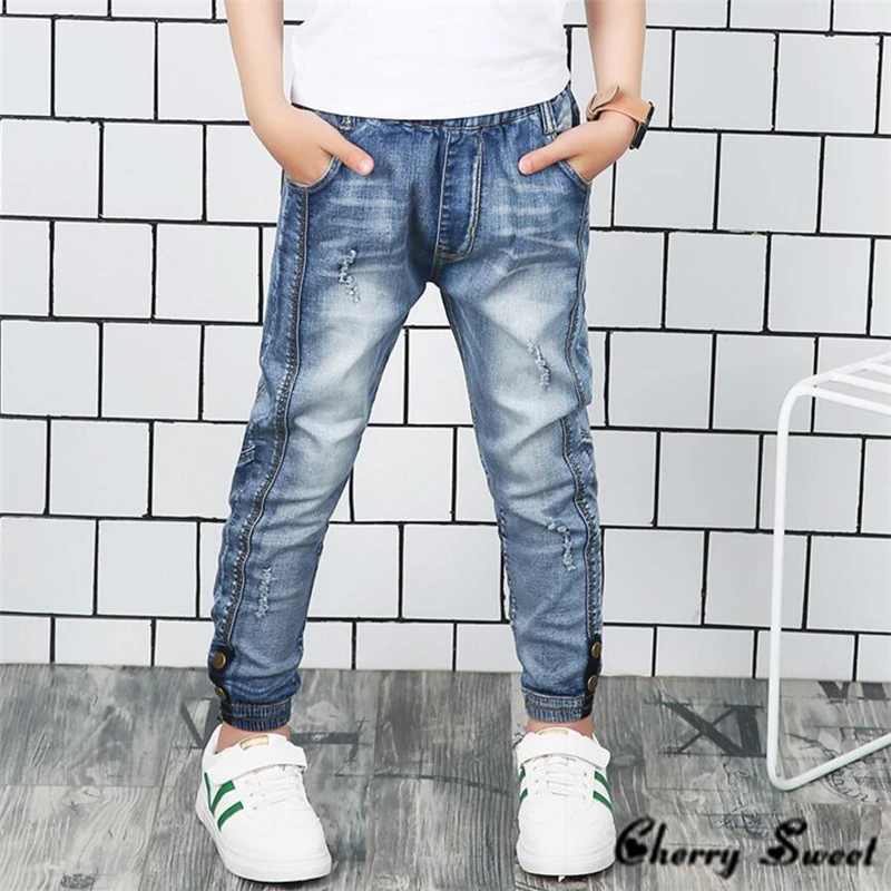 2019 Весенняя детская одежда однотонные тонкие джинсы для маленьких мальчиков