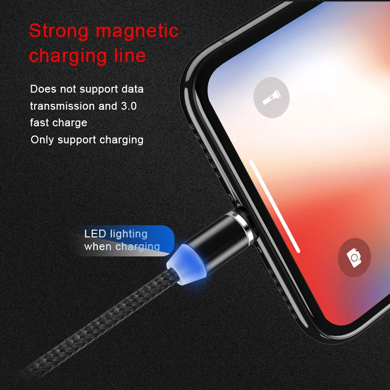 ! ACCEZZ светодиодные магнитные USB кабели для зарядки освещение Micro Type C iPhone Xr Xs Max 2A