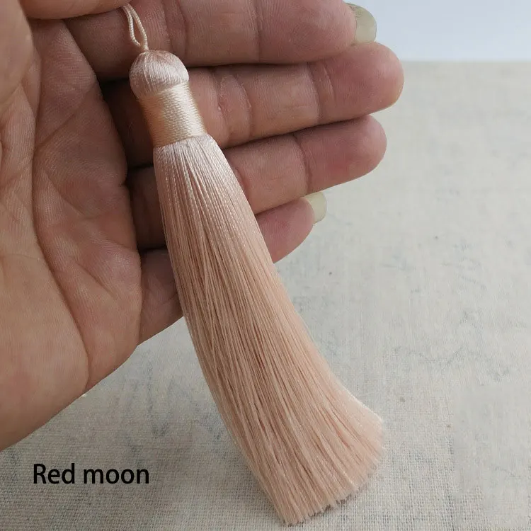 red moon 12 шт./лот, 12 см, кисточки с подвесным кольцом, шелковые кисточки для шитья, декоративные кисточки для штор, украшения дома - Цвет: red moon