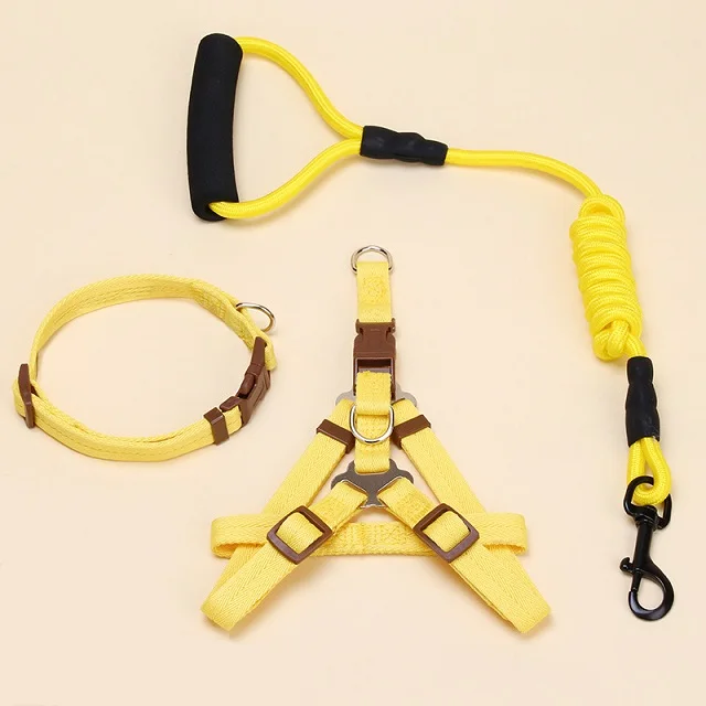 yellow set Товары для домашних животных, поводок и ошейник, наборы для дрессировки собак и бега, аксессуары для домашних животных, регулируемые удобные py0513 - Цвет: yellow set