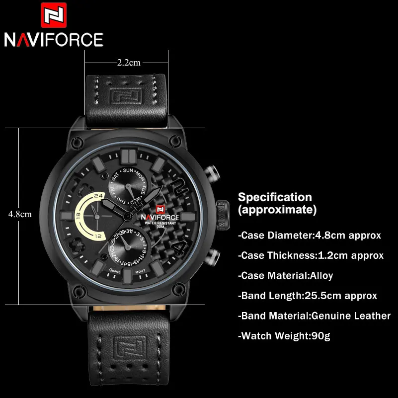 NAVIFORCE 2018 Роскошные Брендовые мужские спортивные часы водонепроницаемые