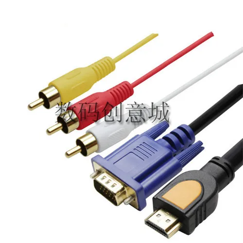 Кабель преобразователь с HDMI на SVGA VGA 3 RCA Av 5 футов 1 м|converter adapter|lcd cablelcd cable converter |