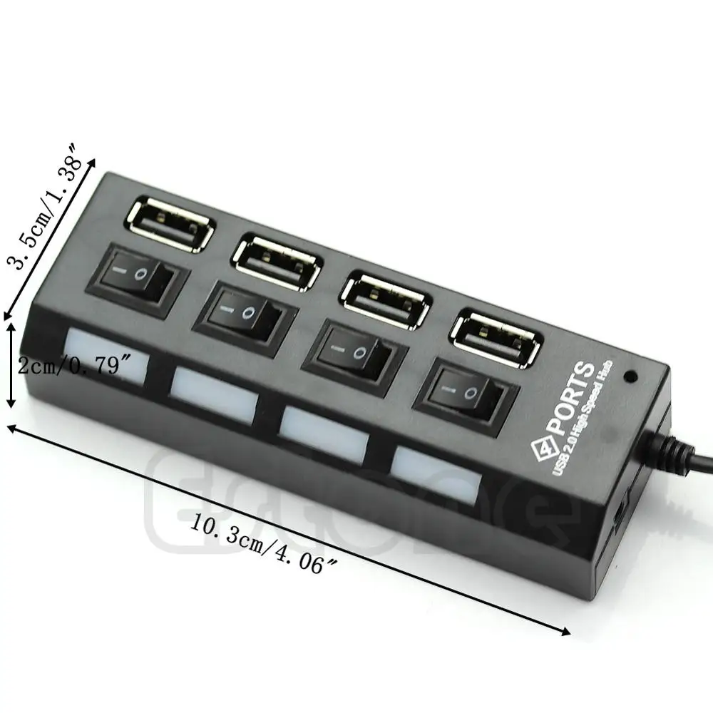 4 порта USB 2 0 высокоскоростной концентратор Вкл/Выкл светодиодный переключатель