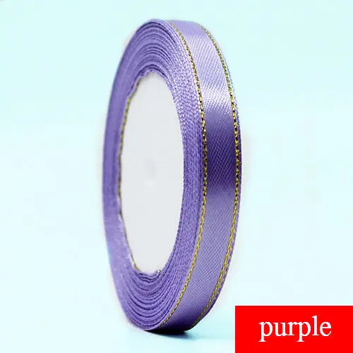 purple 25 ярдов шелковая атласная Золотая лента бант ручной работы DIY 10 мм Подарочные ленты для рукоделия свадебные декоративные рождественские упаковочные материалы для подарков - Цвет: purple