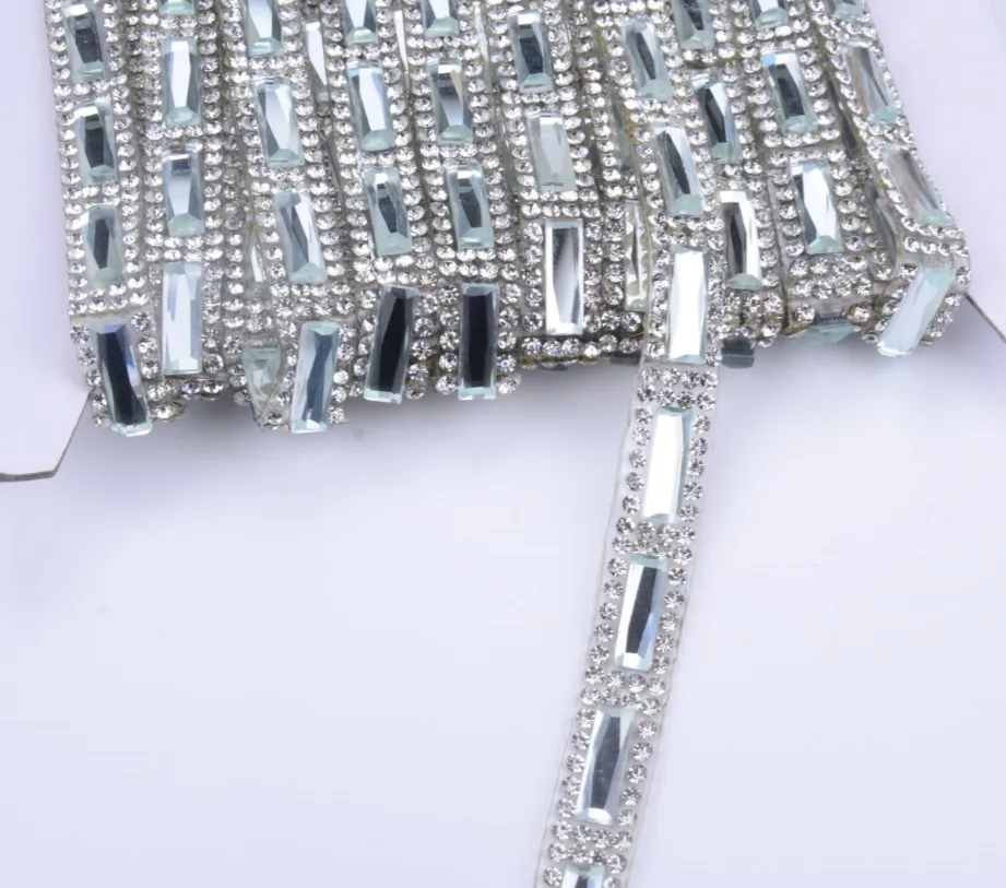 1cm width 5 ярдов/партия, стразы, цепочка, стразы кристаллы, отделка, сетка, свадебная аппликация для свадебного платья, рукоделие - Цвет: 1cm width
