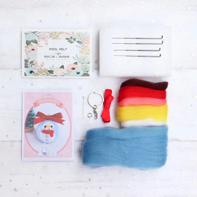 4 snowman Рождественская елка Лось брелок снеговик DIY пакет Шерсть Войлок ремесло игла для валяния материал сумка комплект ручной работы - Цвет: 4 snowman