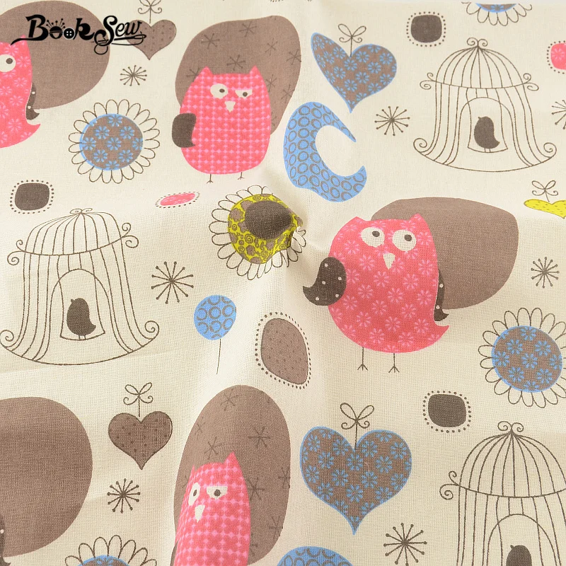 Новинка розовая сова дизайнерская хлопковая льняная ткань для скатертей подушек