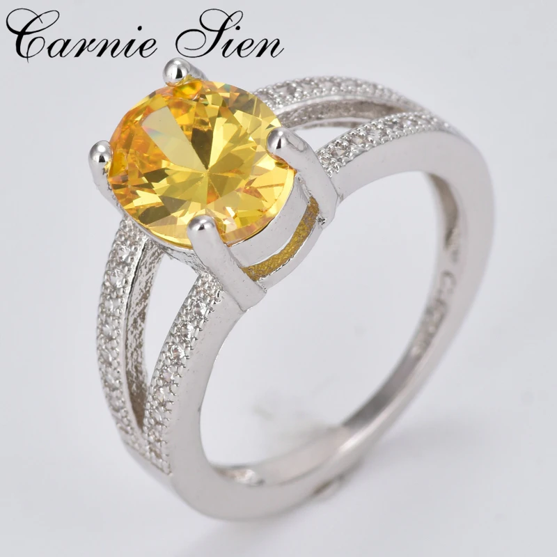 Карни Мода Овальные желтый кубического циркония Обручение Promise Ring Романтический